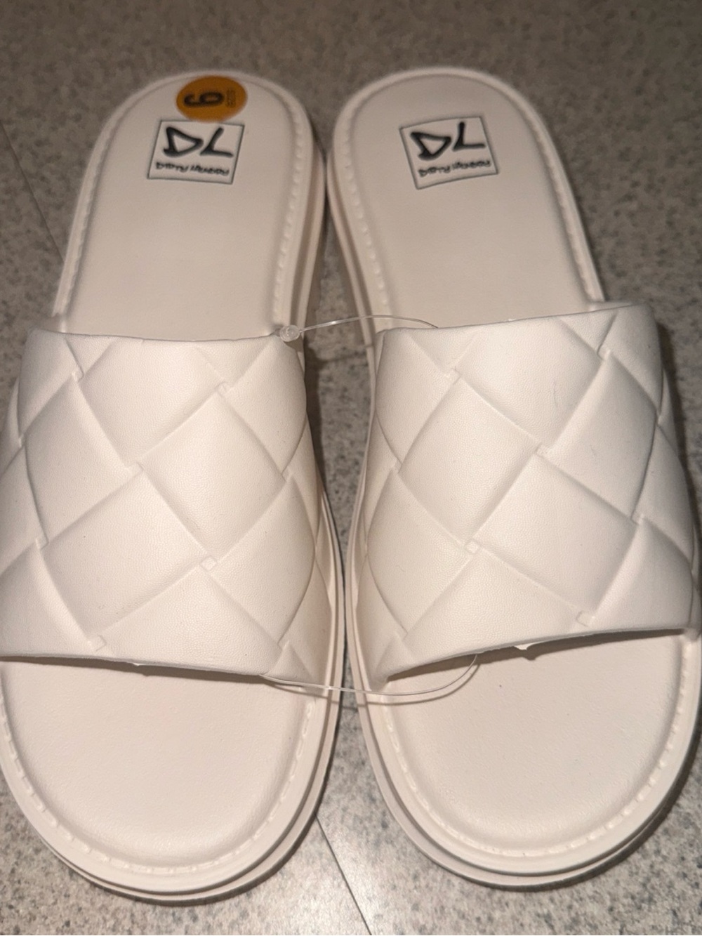 Dirty Laundry White Quilted Slide Sandals
